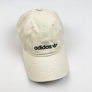 Adidas Originals Trefoil Baseball Cap Cream Black Embroidery Adjustable Unisex